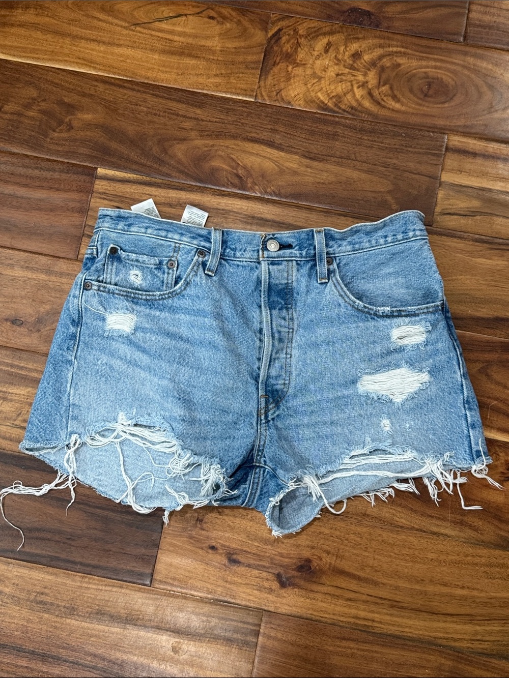 Levi's Light Blue Distressed Cutoff Denim Shorts
